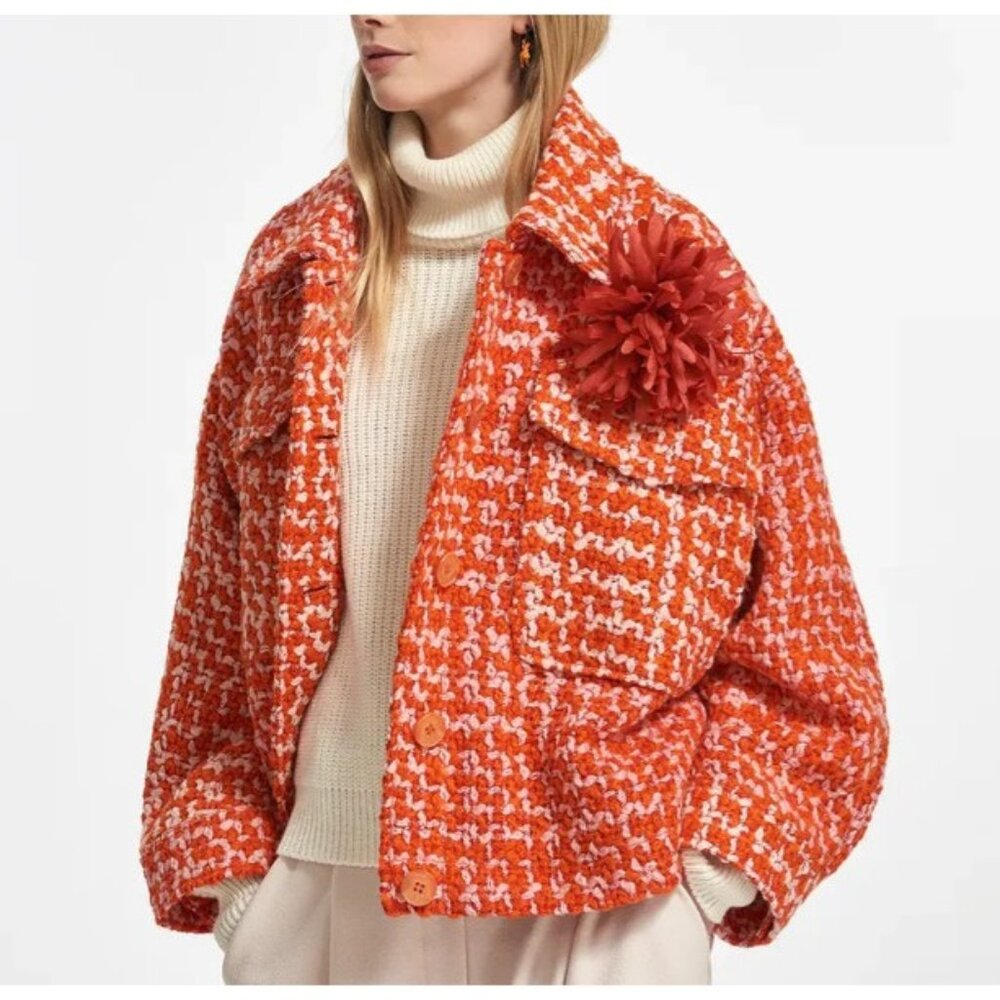 Essentiel Antwerp Energised Oversized Wool Blend Tweed Jacket Coat M NWT $ 515